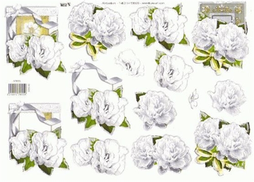 3D TBZ Hvide blomster med glimmer